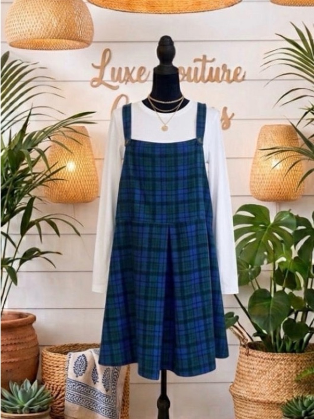 Plaid Pinafore Plus Size Boohoo Dress